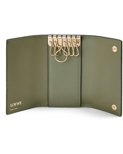 Loewe Luxury Repeat Key Case In Embossed Silk Calfskin - Green