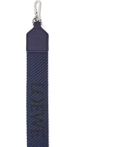 Loewe Luxury Chevron Webbing Strap In Wool And Calfskin - Blue