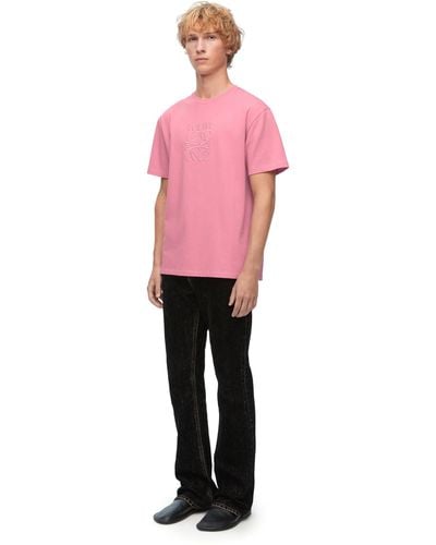 Loewe Luxury Regular Fit T-shirt In Cotton - Pink