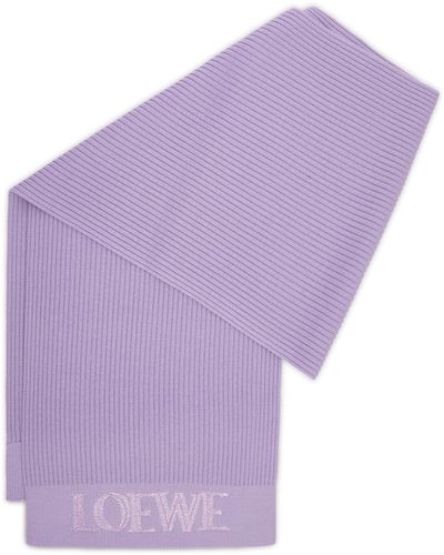 Loewe Logo Wool Scarf - Purple