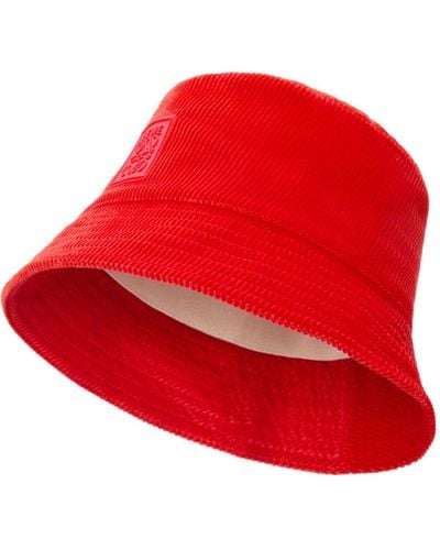 Loewe Luxury Patch Bucket Hat In Corduroy - Red