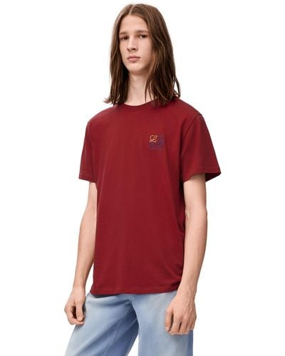 Loewe Luxury Regular Fit T-shirt In Cotton - Red