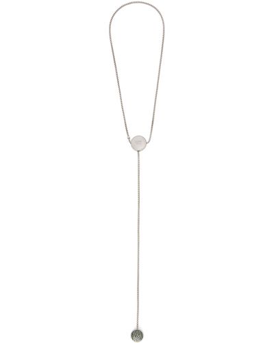 Loewe Luxury Anagram Pebble Necklace In Sterling Silver And Zebra Jasper For - White