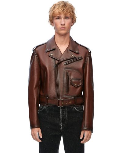 Loewe Luxury Biker Jacket In Nappa Calfskin - Brown