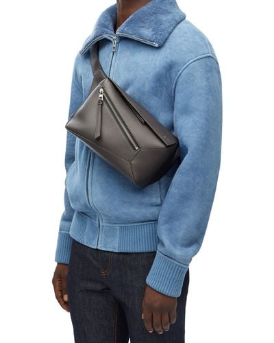 Loewe Luxury Small Puzzle Bumbag In Classic Calfskin - Gray