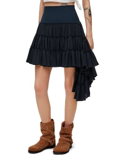 Loewe Luxury Ruffled Skirt In Silk - Black