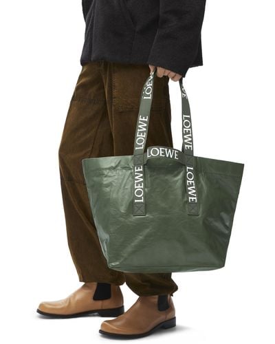 Loewe Luxury Fold Shopper In Paper Calfskin - Green