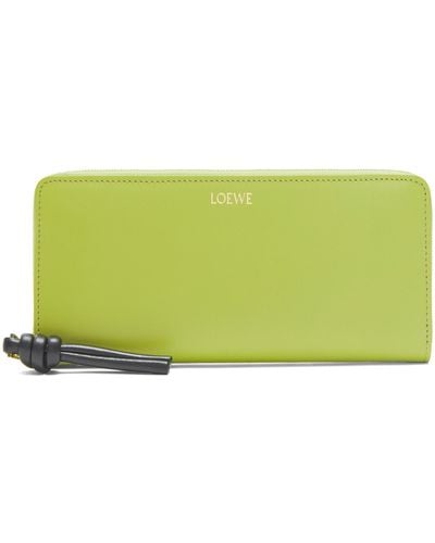Loewe Luxury Knot Zip Around Wallet In Shiny Nappa Calfskin - Green