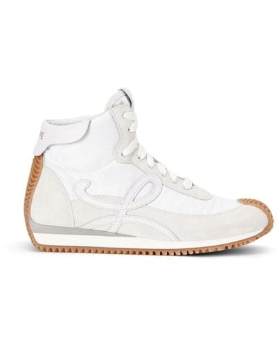 Loewe High Top Flow Runner In Nylon And Suede - White