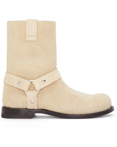 Loewe Luxury Campo Biker Boot In Brushed Suede - Multicolour