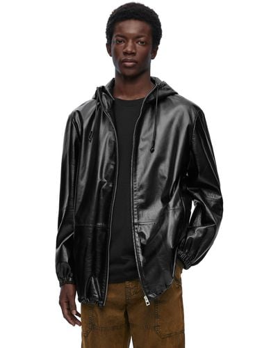 Loewe Hooded Jacket In Nappa Lambskin - Black