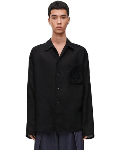 Loewe Luxury Shirt In Linen - Black