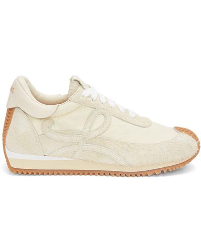 Loewe Flow Runner Monogram Leather And Shell Trainers - Natural