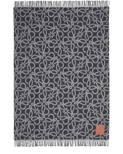 Loewe Luxury Anagram Blanket In Alpaca And Wool For Unisex - Gray