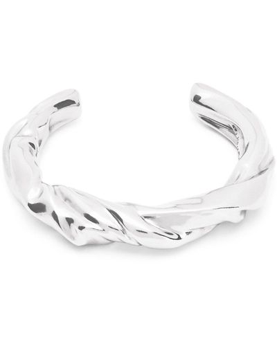 Loewe Small Nappa Twist Cuff In Sterling Silver - White