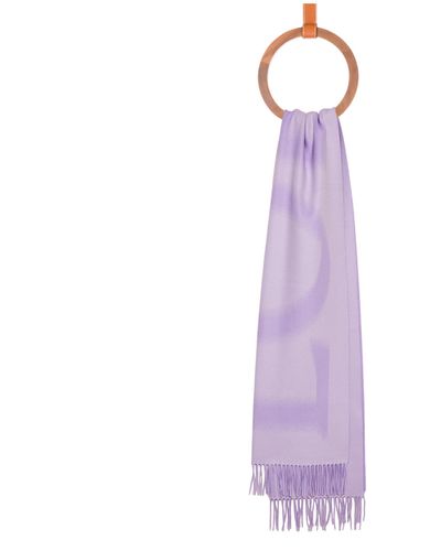 Loewe Luxury Scarf In Wool And Cashmere - Purple
