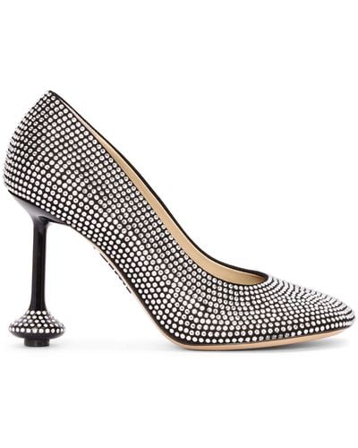 Loewe Toy Pump In Suede And Allover Rhinestones - White