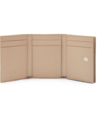 Loewe Luxury Trifold Wallet In Soft Grained Calfskin - Natural