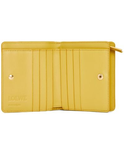 Loewe Luxury Puzzle Compact Zip Wallet In Classic Calfskin - Yellow