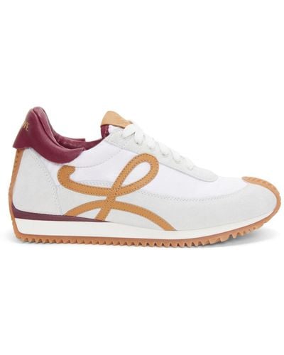 Loewe Flow Runner Monogram Leather And Shell Trainers - White