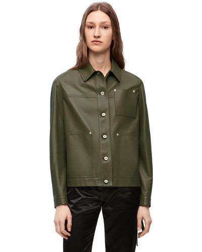 Loewe Leather Workwear Jacket - Green