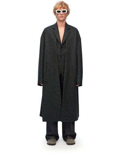 Loewe Double Layer Coat In Wool - Black