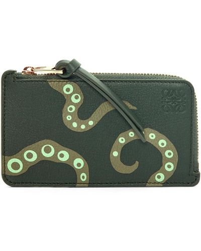 Loewe Octopus Coin Cardholder In Classic Calfskin - Green