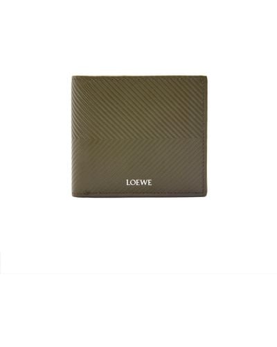 Loewe Luxury Bifold Wallet In Textured Classic Calfskin - Green