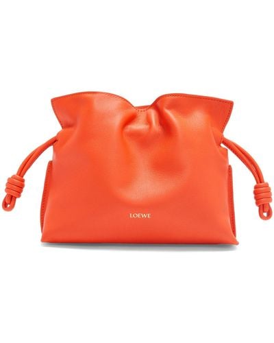 Loewe Mini Leather Flamenco Clutch Bag - Orange