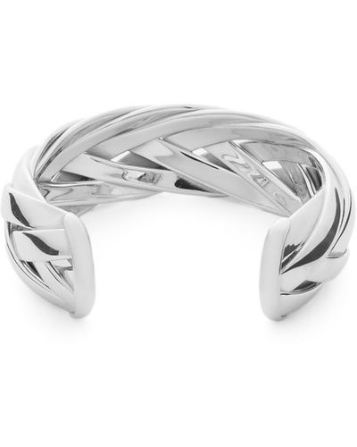 Loewe Large Braided Cuff In Sterling Silver - White