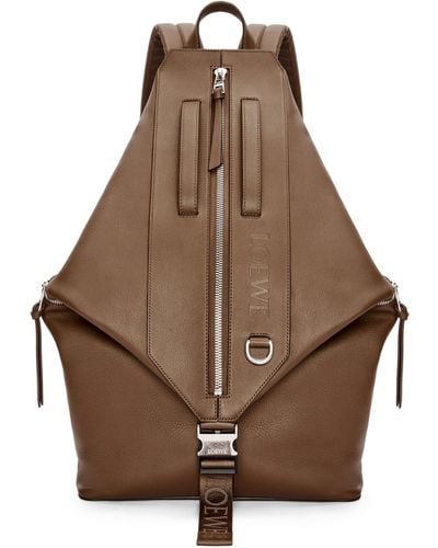 Loewe Convertible Backpack In Classic Calfskin - Brown