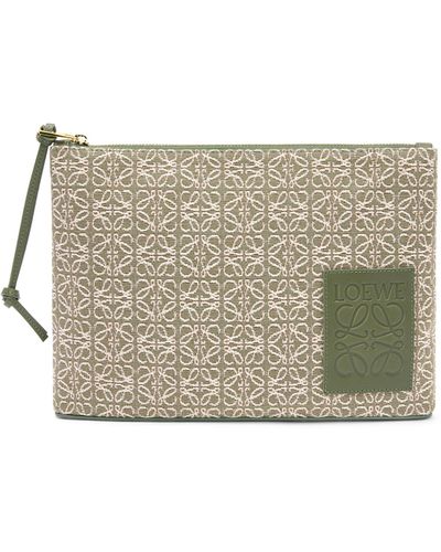 Loewe Luxury Oblong Pouch In Anagram Jacquard And Calfskin For - Grey