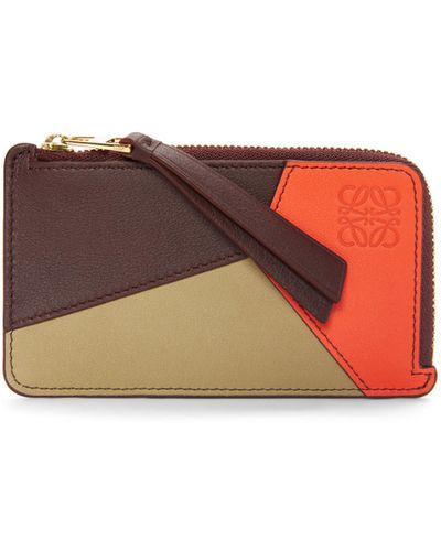 Loewe Puzzle Coin Cardholder In Classic Calfskin - Red