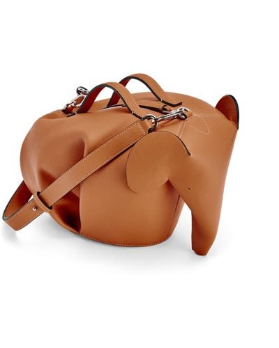 Loewe Luxury Large Elephant Bag In Classic Calfskin - Brown