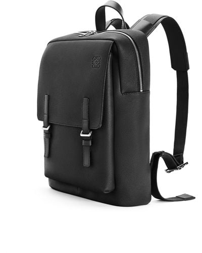 Loewe Luxury Military Backpack In Soft Grained Calfskin For - Black