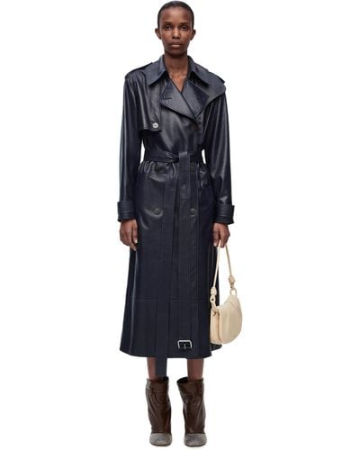 Loewe Trench Coat In Nappa Lambskin - Blue