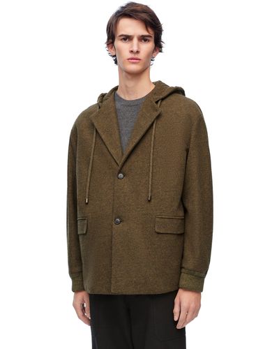 Loewe Luxury Hooded Jacket In Wool And Cashmere - Brown