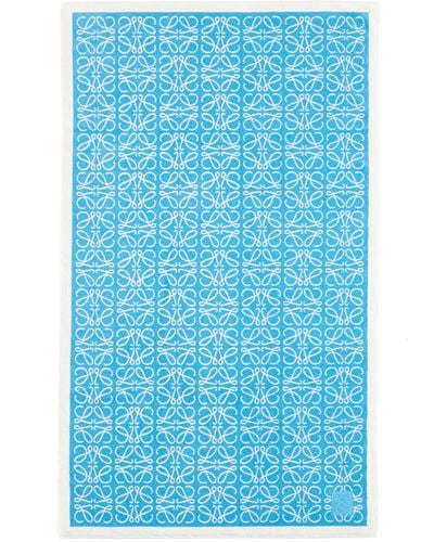 Loewe Luxury Anagram Towel In Cotton For Unisex - Blue