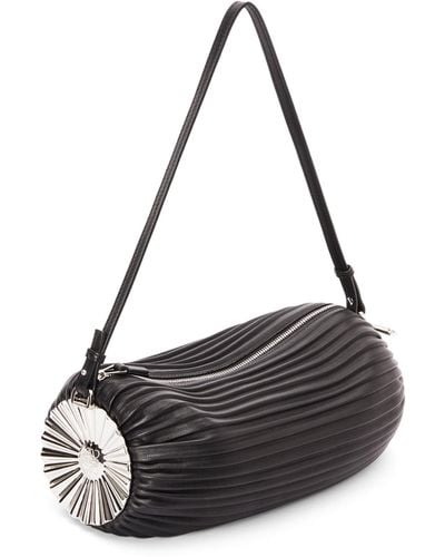 Loewe Pleated Leather Bracelet Pouch - Black