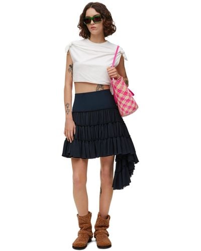 Loewe Ruffled Skirt In Silk - White