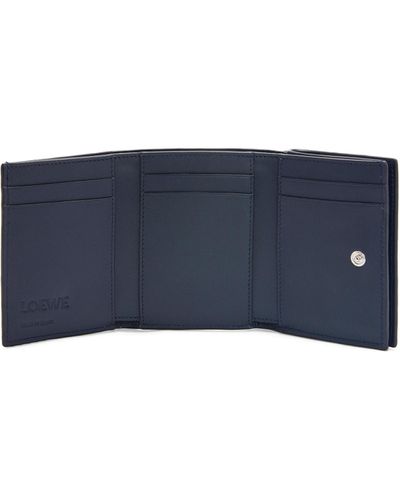 Loewe Luxury Trifold Wallet In Soft Grained Calfskin - Blue
