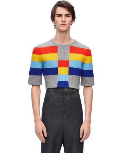 Loewe Gray Striped-pattern Wool-knit Sweater X