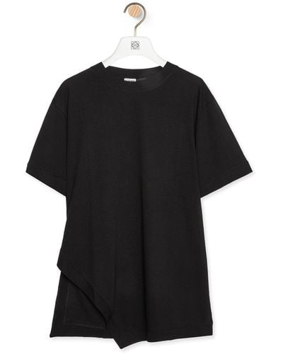 Loewe Luxury Asymmetric T-shirt In Cotton Blend - Black