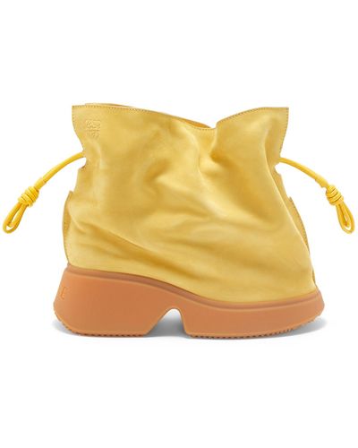 Loewe Flamenco Wedge Boot In Nubuck - Yellow