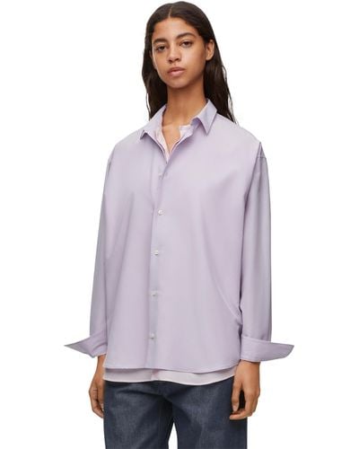 Loewe Luxury Double Layer Shirt In Cotton And Silk - Purple