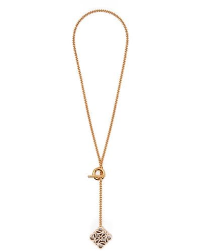 Loewe Luxury Pave Anagram Necklace In Sterling Silver And Crystal For - Metallic