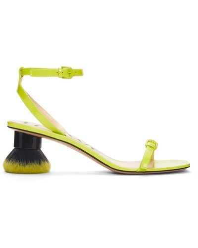 Loewe Petal Brush Heel Sandal In Patent Lambskin - Yellow