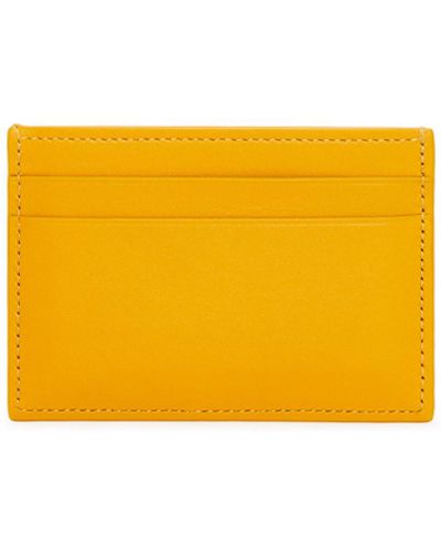 Loewe Luxury Embossed Plain Cardholder In Shiny Nappa Calfskin - Yellow