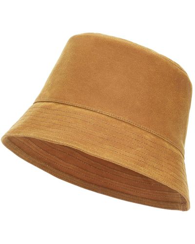 Loewe Luxury Bucket Hat In Waxed Canvas And Calfskin For - White