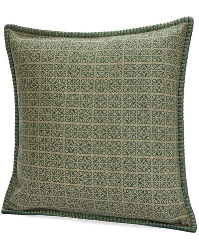 Loewe Luxury Anagram Cushion In Wool For Unisex - Green